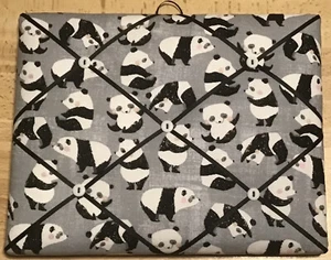 French Bulletin Board Photo Memo Board Gray Panda Bear Print 8 x 10 inches - Picture 1 of 3