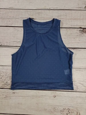 Camiseta sin mangas corta Zyia Active Luxe cuello alto malla azul transparente talla M E10 Foto 1 de 4