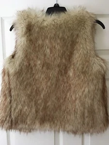 Old Navy Faux Fur Vest Girl's Size XL (14) Taupe/Ivory - Picture 1 of 6