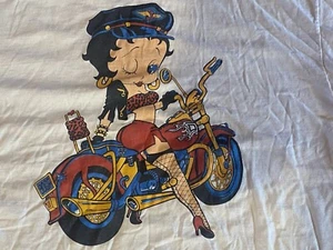 Betty Boop VINTAGE weißes T-Shirt Motorrad Biker Harley Picasso MADE IN USA XL - Bild 1 von 4