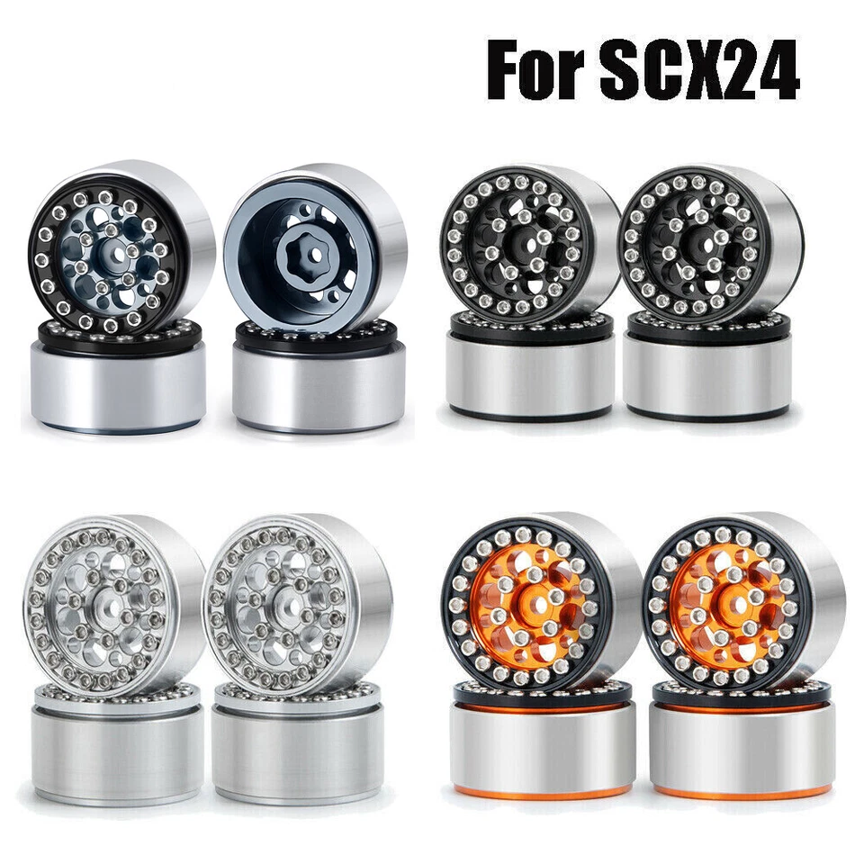 4X Alloy Beadlock Wheel Rim Hub For 1:24 Axial SCX24 AXI90081 AXI00001/2 RC Car - Image 1 of 4