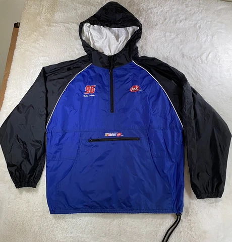 Vintage NASCAR Racing Bobby Labonte #96 Black Blue Windbreaker Jacket Men’s L Cover