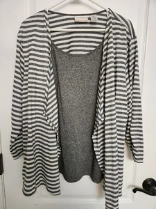 Alfred Dunner Woman Plus Size Blouse 2 Piece Lookalike Gray/White Size2X - Picture 1 of 4
