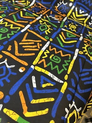 Tela verde, amarillo, naranja, blanco y negro | %100 algodón tejido Foto 1 de 4