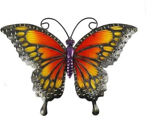 Comfy Hour Travel on Wings Collection 12" Metal Art Butterfly Wall Decor, Orange - Picture 1 of 8