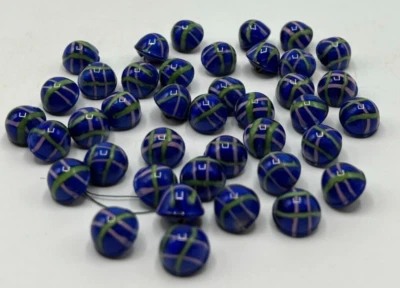 Lot of 10 Glass Buttons - Blue - 4 Lots Available, Listing is for ONE LOT ONLY - Image 1 of 4