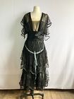 Antique 1910s Black Lace & Silk Dress Titanic Era As Is