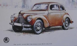 Skoda Type 1101 1946 Picture Car Vladimir Bidlo Skoda Printed Illustration  - Picture 1 of 3