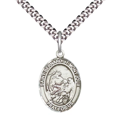Pewter Saint Bernard of Montjoux Medal Pendant 24" Endless Chain Necklace w/ Box - Image 1 of 4