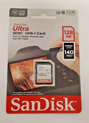 Tarjeta de memoria SanDisk 128 GB Ultra SDXC UHS-I - Hasta 140 MB/s, C10, U1, Full HD, SD Foto 1 de 2