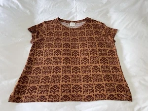 Wrap London | Women’s SZ 16 | Rust Linen Jersey Pattern Tee Shirt | Lightweight - Picture 1 of 6