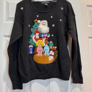 Vtg Work In Progress Womens Holiday Sweater Black Christmas Tree Knit Size XL - Bild 1 von 14