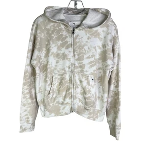 Abercrombie Kids Tie Dye Sweatshirt 15/16 White Beige Hoodie Full Zip preppy - Picture 1 of 9