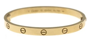 18k Yellow Gold Cartier Love Bracelet Medium 4.8mm Hinged Model Size 15 Box COA - Picture 1 of 6