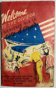 Segunda Guerra Mundial USRRA “Bienvenido a la Riviera” Guía 1945 Bonito Folleto del Ejército de Estados Unidos Francia - Imagen 1 de 7
