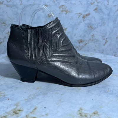 Martinez Valero Mujer Talla 7.5 Zapatos Gris Cuero Victoriano Western Botines Foto 1 de 4