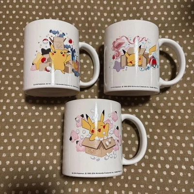 Pokemon Center Online Pikachu Mug Cup Set of 3 2016 Bonus Not For Sale Japón - Imagen 1 de 2