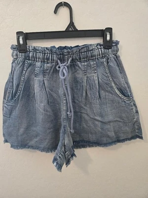 Anthropologie Mustard Seed High Waisted Denim Shorts Baggie Pleated Front S - Image 1 of 2