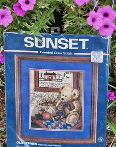 NEW Sunset Old Teddies Counted Cross Stitch Kit #13653 by Dimensions 10"x12" - Picture 1 of 7