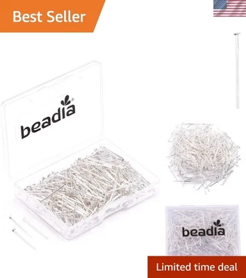 Head Pins Silver Jewelry Making Supplies 20mm 500pcs for DIY Crafts - Image 1 of 4