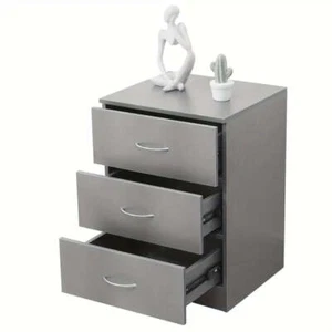 NNETM Modern Gray Bedside Table with 3 Drawers - Picture 1 of 9