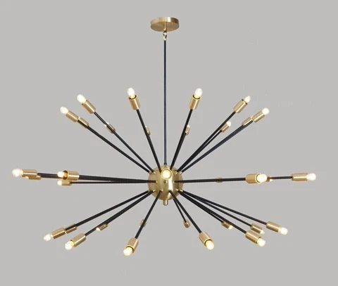 Spectacular Large Statement Sputnik Brass Chandelier , Mid Century Sputnik Lamp Cover