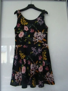 Damen Mädchen KLEID M 40 Hängerchen Shirtkleid Jersey elastisch Blumen schwarz - Bild 1 von 6