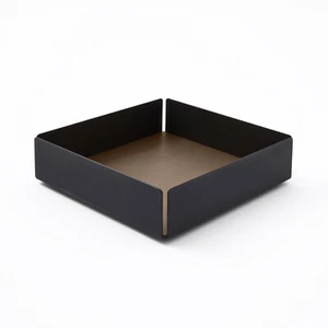 Svuotatasche in Acciaio Nero Opaco e Cuoio Grigio Tortora - Design Moderno - Foto 1 di 5