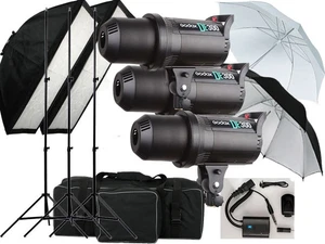 900w Flash kit DE-300 Photo Studio light 3 x 300w Bowens fit EU Cables (NOT UK) - Picture 1 of 12