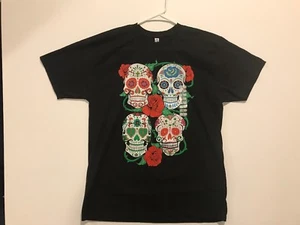 Sugar Skull Grafik T-Shirt Neu Größe L Schwarz - Bild 1 von 1