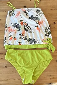 bpc Selection Bonprix Bikini Tankini Set Weiß Grün Top + Hose 42 L XL Gefüttert - Bild 1 von 9