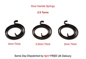 Door Handle Springs Replacements 2.5 Turns x 3mm 2.5mm or 2mm Thick Pack of 1-20 - Picture 1 of 12