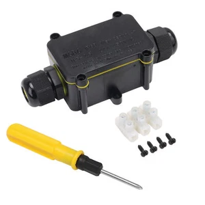 3sets Black IP68 Outdoor Two Way Electrical Junction Box With Terminal - Picture 1 of 12