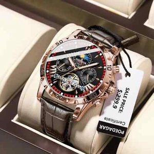 Herren Uhr Automatikuhr Luxus Tourbillon Mechaniche Wasserdicht Leder Armbanduhr - Bild 1 von 20