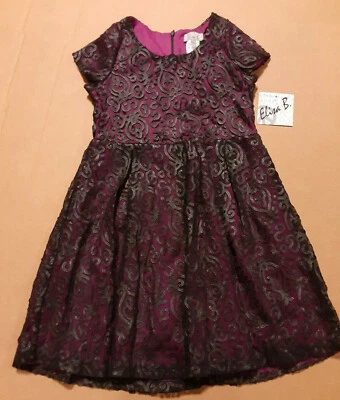 Elisa B. 女童仿皮网纱派对连衣裙,12 码 — 第 1/3 张图片