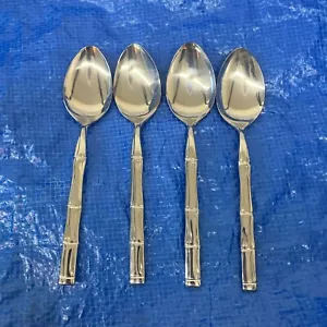 Reed & Barton ROYAL BAMBOO Set of 4 Teaspoons 6 1/4” Stainless Flatware Japan - Picture 1 of 4
