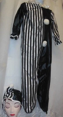 Conjunto PAYASO Mono y Sombrero Negro Blanco Arlequín Payaso Niño Talla Acabado Satinado Foto 1 de 4