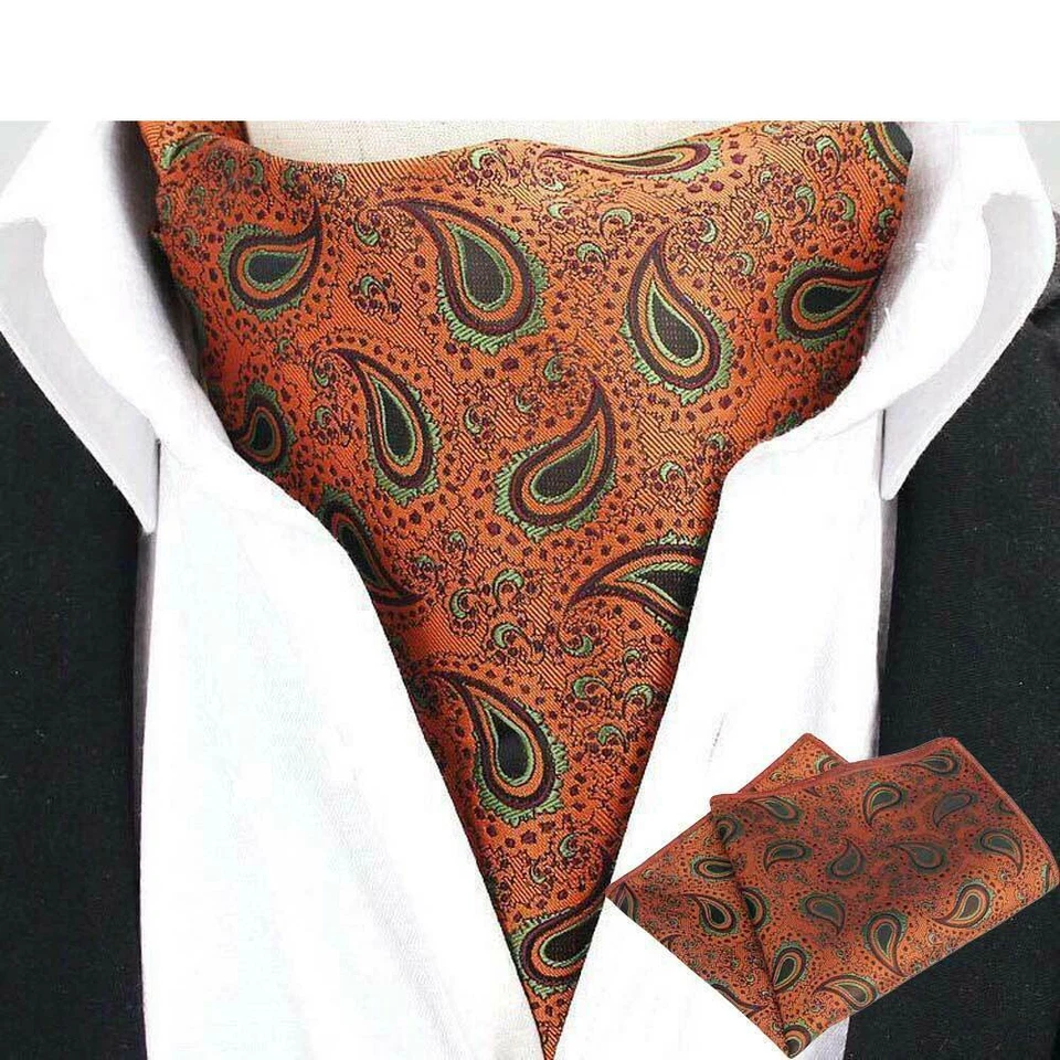 Hombres Clásico Floral Paisley Corbata Ascot Corbata Pañuelo Bolsillo Cuadrado Conjunto  Foto 1 de 1