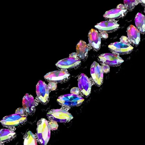 2Yard Rhinestone Trim Crystal Chain Applique Embellishment Sewing DIY Chic Gifts - Picture 1 of 12