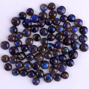 Lote de 73 piedras preciosas cabujón calibradas de labradorita azul natural de 202 quilates 5x5 mm # 742 - Imagen 1 de 6
