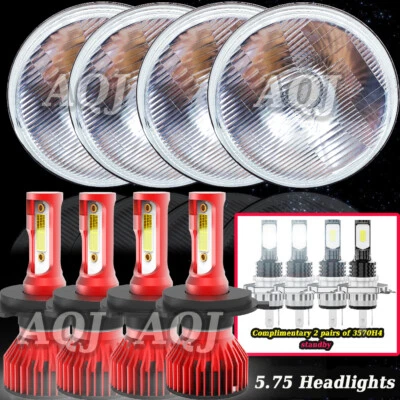 8PCS 5.75 5 3/4 white LED Headlights for Kenworth W-900A W900A Peterbilt 359 - Image 1 of 4