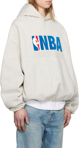 Felpa con cappuccio pull over FEAR OF GOD ESSENTIALS NBA pile grigio erica chiaro grande