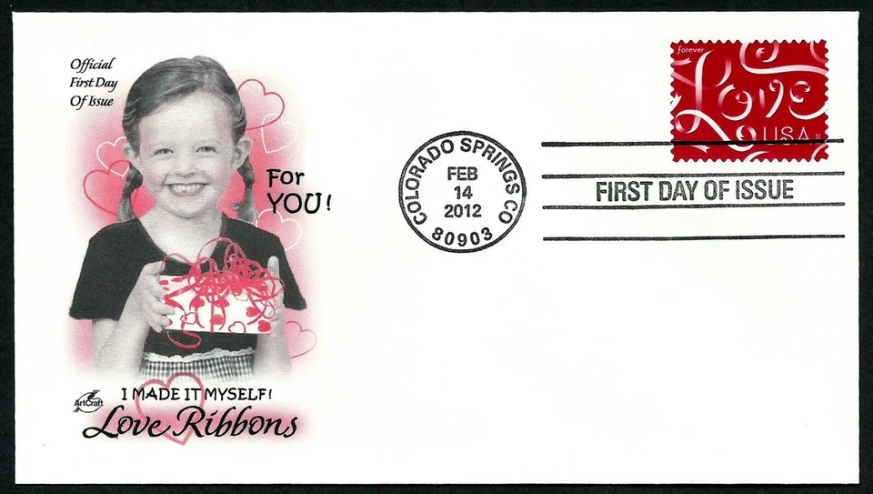 USA, SCOTT # 4626, ARTCRAFT FDC COVER - LOVE RIBBONS, LITTLE GIRL, YEAR 2012 - Image 1 of 1