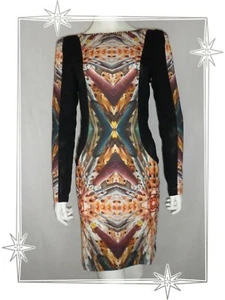 G - Robe Fantaisie Bi Matière Noire Tons Marron Custo Barcelona  Lowxury T 36 - Picture 1 of 8