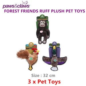 3 x Plush Pet Toy Dog Puppy Safe Exercise Play Fetch Squeaker Chew Forest Friend - Picture 1 of 4