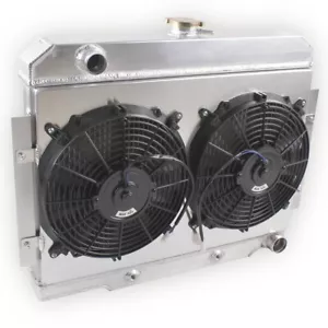 Ventiladores de cubierta de radiador de aluminio de 3 filas para Jeep CJ5 CJ6 CJ7 1972-1986 con Chevy V8 - Imagen 1 de 14