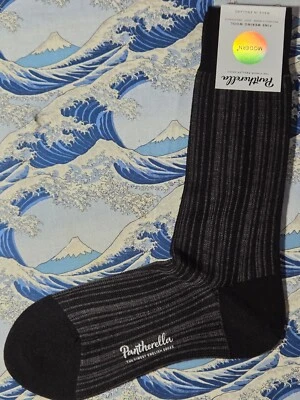 Pantherella Mens Merino Wool English Socks Vertical Stripe Black UK6-7 39-40 £20 - Image 1 of 4