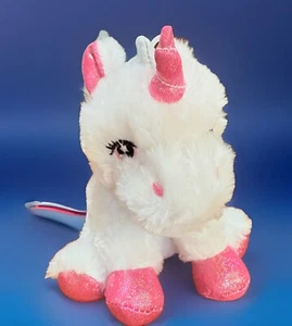 Goffa 8" Unicorn PLUSH Stuffed Animal Plush Toy New White Pink - Picture 1 of 7