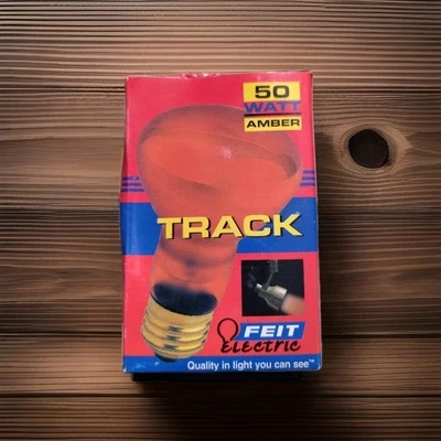 FEIT ELECTRIC 50R20/A TRACK LIGHT 50 WATT Amber Bulb VTG. LIGHTING New Old Stock - Image 1 of 4