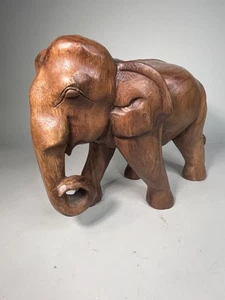 Vintage geschnitzter afrikanischer Elefant aus Massivholz 12 Zoll - Bild 1 von 7